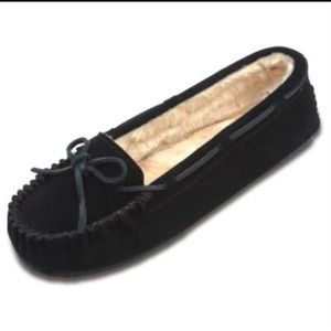 Minnetonka black suede moccasins